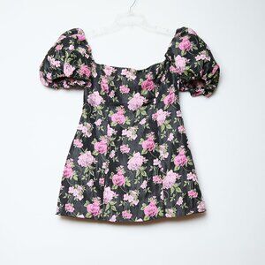 Lulus Completely Beloved Black Floral Off Shoulder Embroidered Mini Dress L